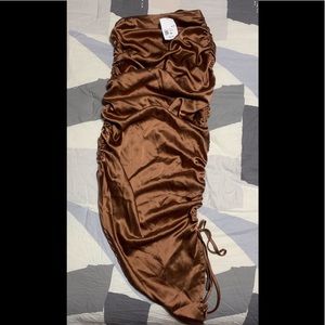 Satin brown halter dress